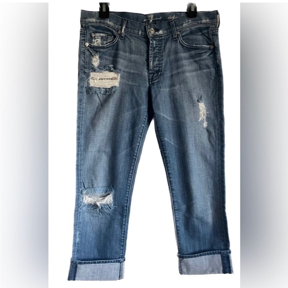 ✨ Y2K 7 For All Mankind Rickie Distressed Boyfriend with Crystal Embellishment